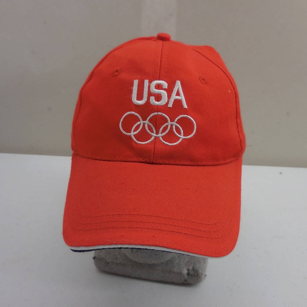 USA Olympic Team Hat Red Embroidered Adjustable‎ Baseball Cap Olympic Rings
